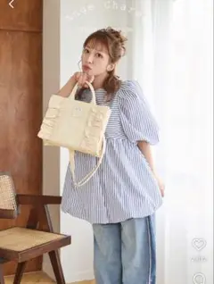 しまむら　アンジュシャルム　バルーン　ブラウス