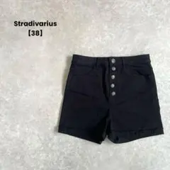 a1359＊Stradivarius ショートパンツ　黒【38】ハイウエスト