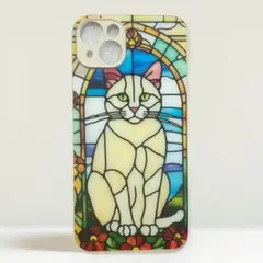 猫 ステンドグラス iPhone 14 plusケース