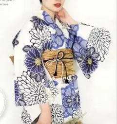 浴衣単品 綿麻 レディース 菊柄