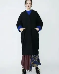 UN3D アンスリード ブラック×ブルー 2トーン ロングコート Mサイズ