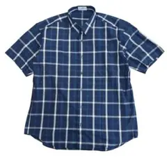 dunhill Sport 半袖シャツ L ネイビー/ホワイトチェック