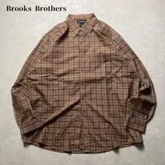 Brooks Brothers ボタンダウンチェックシャツ 長袖ブラウンボックス