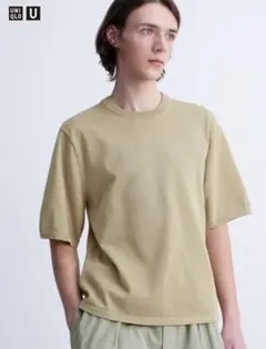 UNIQLO ユニクロ ニットTシャツ S ベージュ 464857