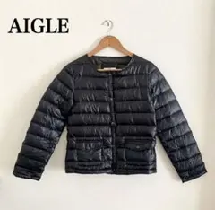 AIGLE エーグル ダウン 薄手 黒 ダウン90% フェザー10% M