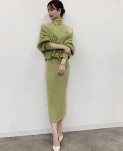 eimy istoire ブークレニットカーディガンセットリブワンピース