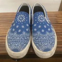 Vans バンダナ柄 スリッポン 青