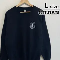 USA古着　GILDAN　スウェット　L　ブラック　ドラマ　Wednesday