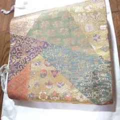 豪華六通袋帯 ミックス色柄金彩刺繍 超美品