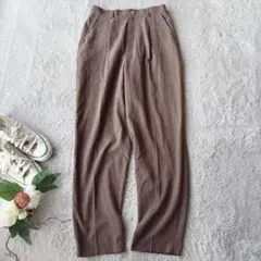 新品(M)美品/未使用/ワイドパンツ/ズボン/センタープレス/ブラウン/茶色