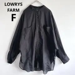 4950ローリーズファーム【美品】バンドカラーシアーシャツ　ドルマンスリーブ　黒