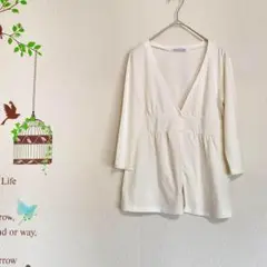 profile de medaille / 7分袖 カットソーボレロ 白 M