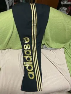 adidas★スリーストライプ刺繡ロゴトラックパンツジャージ下金黒Lサイズ