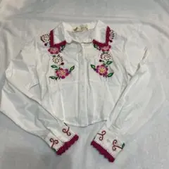 ペルー土産 花刺繍 アヤクーチョ刺繍 シャツ（未着用）