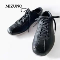 美品✨MIZUNO ウエーブリム モノ レザー スニーカー ウォーキング 黒