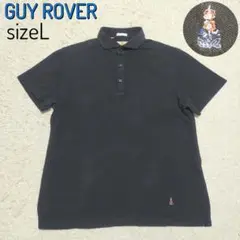 【大人カジュアル】ギローバーGuyRover・鹿の子ポロシャツ・ロゴ入り・黒・L
