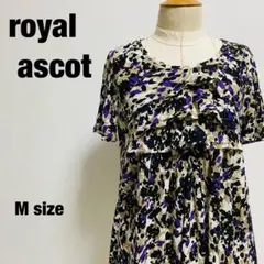 ロイヤルアスコット royal ascot チュニック フリル 半袖 総柄 M