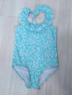 H&M 水着 98/104 水色花柄 フリル