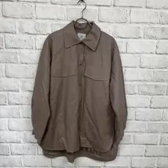 19187 ナノユニバース フェイクレザー中綿オーバージャケット グレージュ M