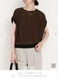 ノーリーズ　ミコクリエ　シアーマンスドットプリーツブラウス茶色　タグ付き未使用