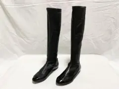 希少 美品 シャネル ココマーク レザー エナメル ロングブーツ 37 24cm