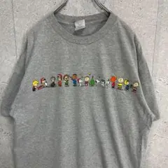 ピーナッツ　スヌーピー　キャラクタープリント　グレーTシャツ　L