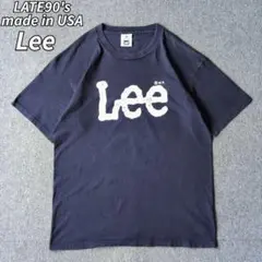 USA製 90s Lee ロゴ Tシャツ ネイビー プリント 半袖 オールド