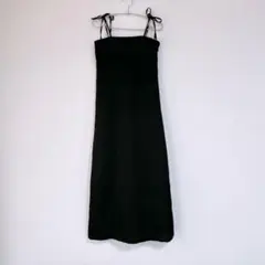 【美品】リボンストラップ◆キャミワンピース◆ブラック◆Mサイズ