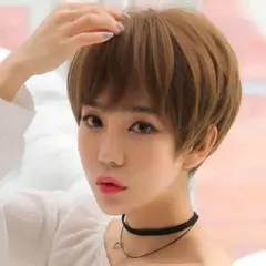フルウィッグ ショート ライトブラウン ネット付き イメチェン コスプレ