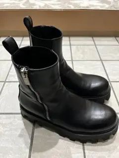 ZARA ジッパー チャンキーソール ブーツ 黒 レザー　43