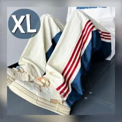 トラックパンツ　XL ユニセックス　カジュアル　ポリエステル　サイドライン