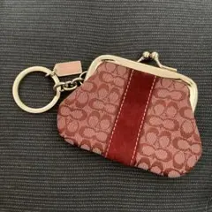COACH コーチ がま口 シグネチャー ボルドー 小銭入れ コインケース