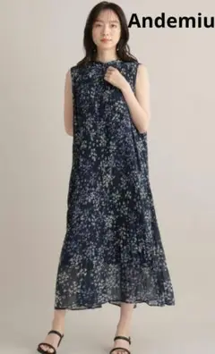 Andemiu アソートプリーツノースリーブワンピース 美品 フリーサイズ