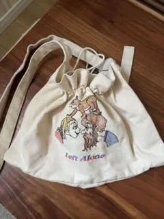 【 left alone 刺繍 】 ショルダーバッグ 巾着バッグ