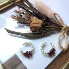 No.888　ガーネット　イヤーカフ　ハンドメイド