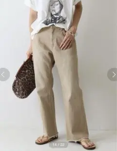 【良品】FRAMeWORK☆DENIM ストレートフレアパンツ ベージュ 日本製