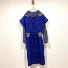 【AJESLA】アジェスラ ワンピース セット シャツ付き レトロ ブルー