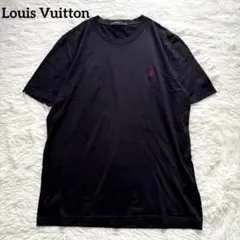 美品　ルイヴィトン　サークルロゴ　刺繍　黒　Tシャツ　半袖　LV XL