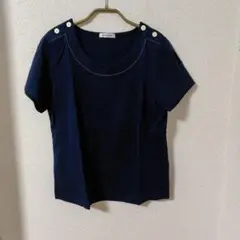 NEWYORKER ネイビー Tシャツ 肩ボタン付き