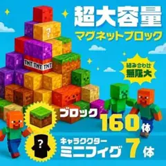 マイクラ　磁石　ブロック　マグネット　　160個　５体付き　＠４