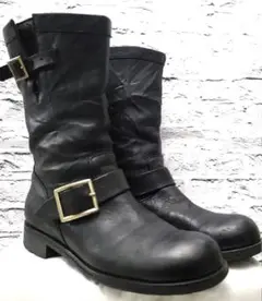 美品★JIMMY CHOO ジミーチュウ 247 BIKER レザー ブーツ 黒