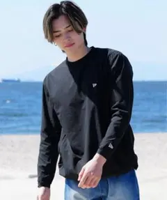 ニューエラ 長袖Tシャツ ラッシュガード L ブラック