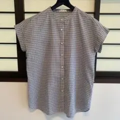 アンナルナ　チェック柄 半袖シャツ ペプラムデザイン　Lサイズ