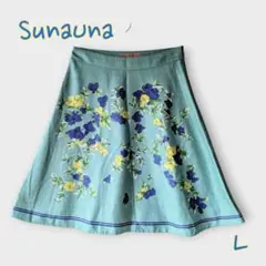 ＊SunaUna スーナウーナ＊Lサイズ スカート フレアスカート 花柄 日本製
