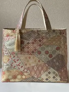 ☆お値下げ¥4.250→ ¥4.050 帯(名物裂文様)ハンドメイドバッグ