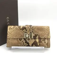 正規品 美品 定価15万 グッチ財布 グッチ長財布 グッチパイソン グッチリボン
