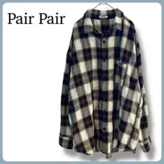 Pair Pair オーバーサイズ チェック柄シャツ ネルシャツ ブラウン