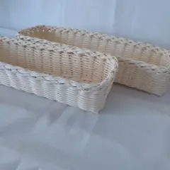 ★ハンドメイド★編みカゴ★カトラリーケースなどに★エコクラフト　クラフトテープ
