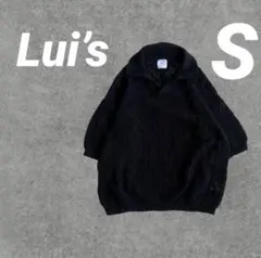 Lui’s シアー　メッシュ　スキッパー　ニットポロ　ブラック