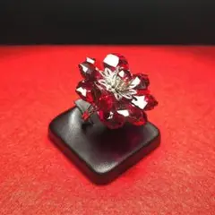 【ヴィンテージ】昭和レトロ フラワーデザイン ガラスリング R3